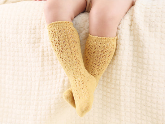 KNEE HIGH SOCKS / YELLOW / SOFT COTTON