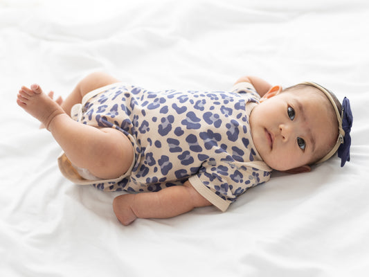 SHORT SLEEVE  BODYSUIT / LEOPARD PRINT / BONELESS / BRUSHED COTTON