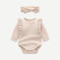 TWO-PIECE BODYSUIT & HEADWRAP SET / BEIGE / BONELESS / COTTON RIB