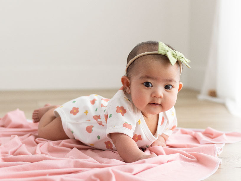 SHORT SLEEVE BODYSUIT / PEACH / BONELESS / ORGANIC COTTON