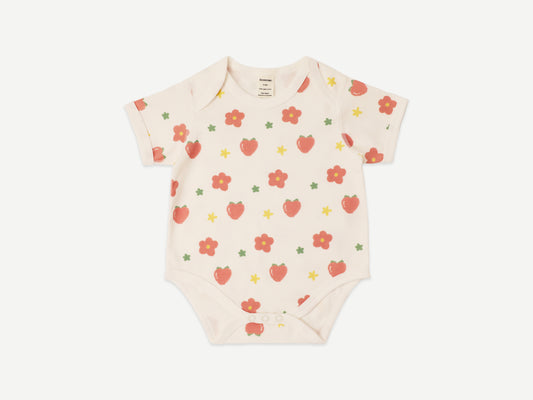 SHORT SLEEVE BODYSUIT / PEACH / BONELESS / ORGANIC COTTON