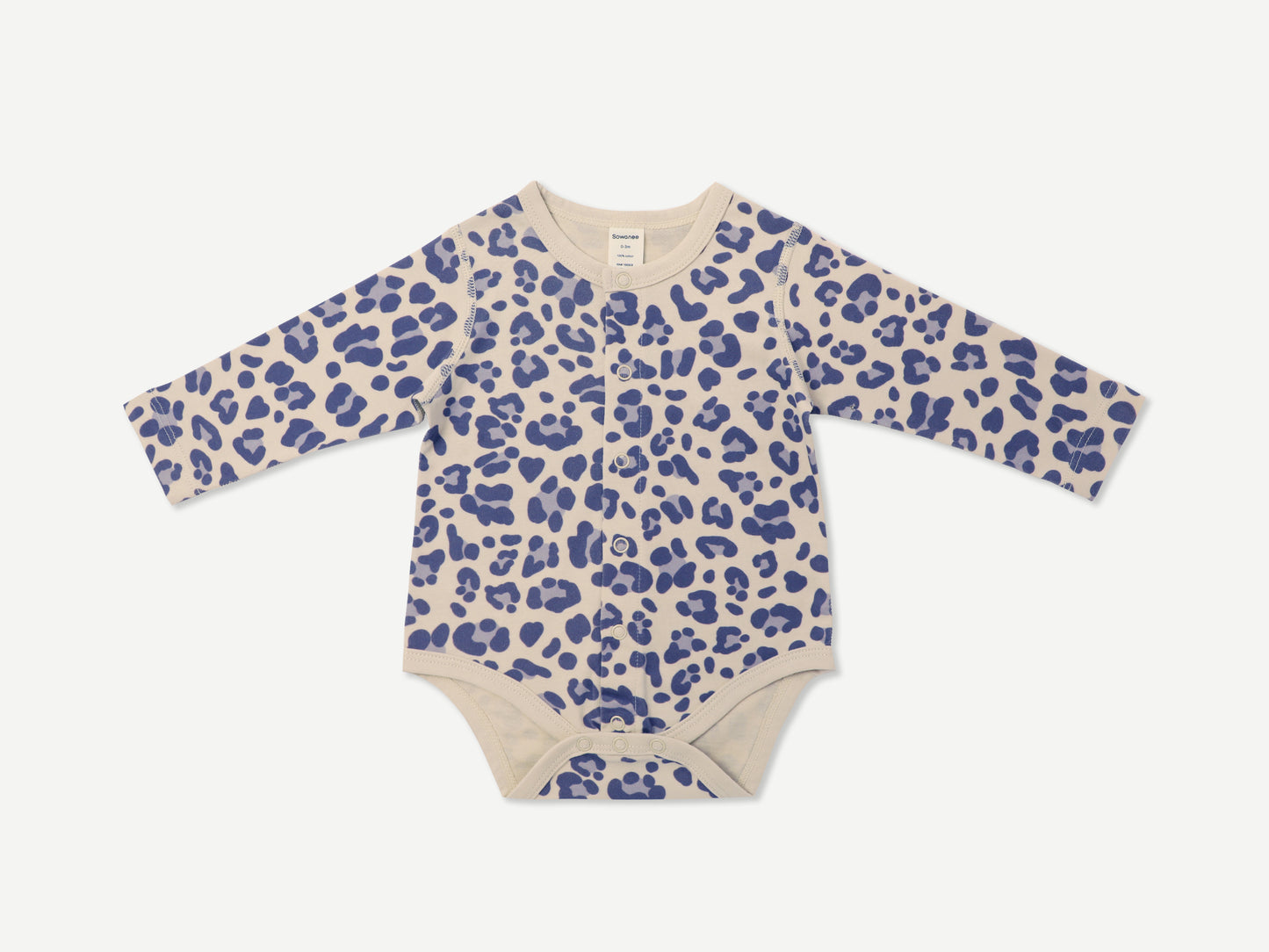 LONG SLEEVE BUTTON BODYSUIT / LEOPARD PRINT / BONELESS / BRUSHED COTTON