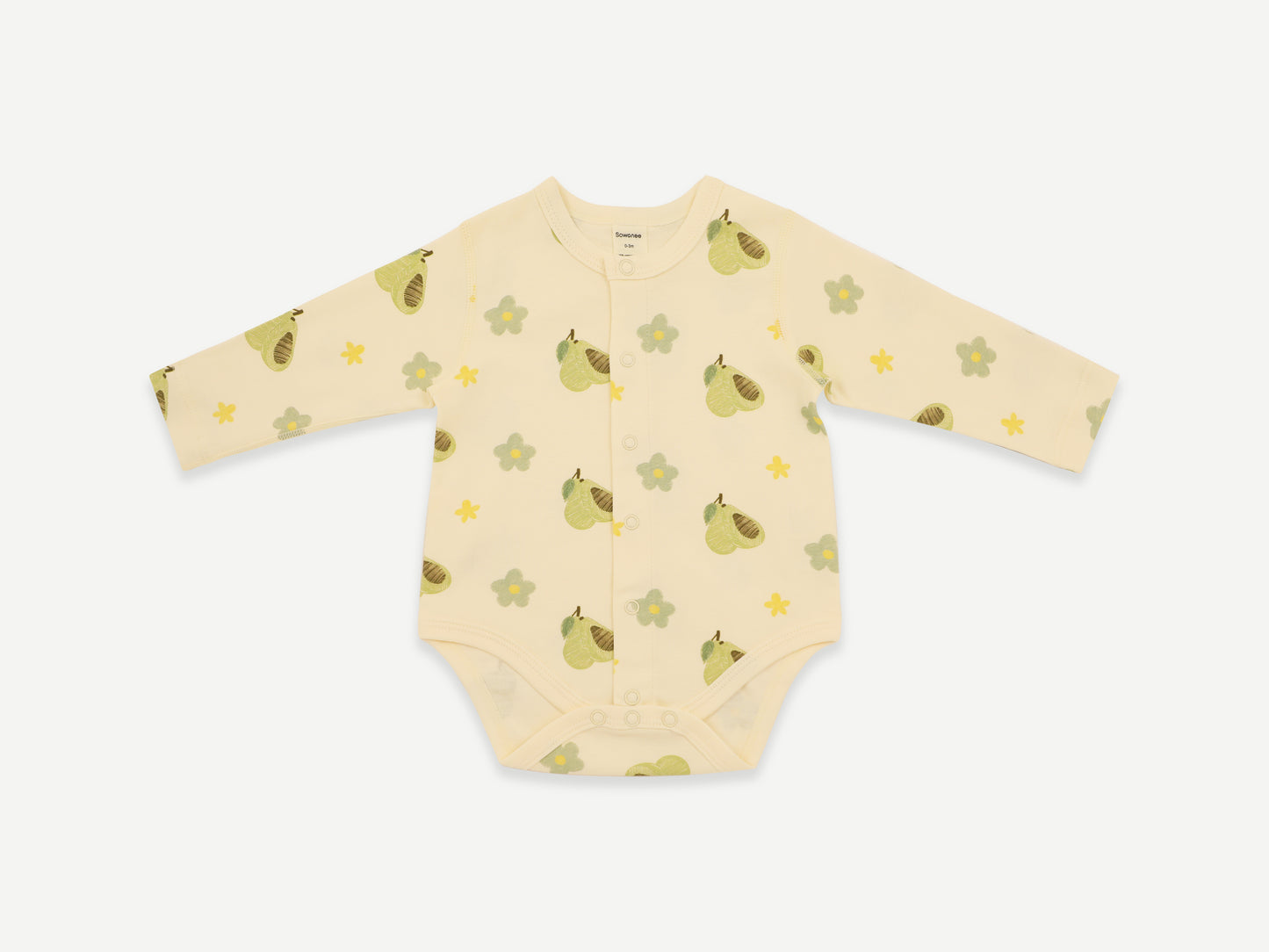 LONG SLEEVE BUTTON BODYSUIT / AVOCADO / BONELESS / COTTON