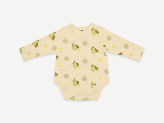 LONG SLEEVE BUTTON BODYSUIT / AVOCADO / BONELESS / COTTON